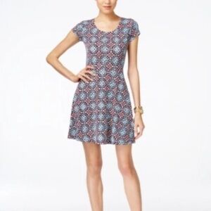 Michael Kors Women’s Fit n Flare Geometric Print Casual Mini Dress Size XL